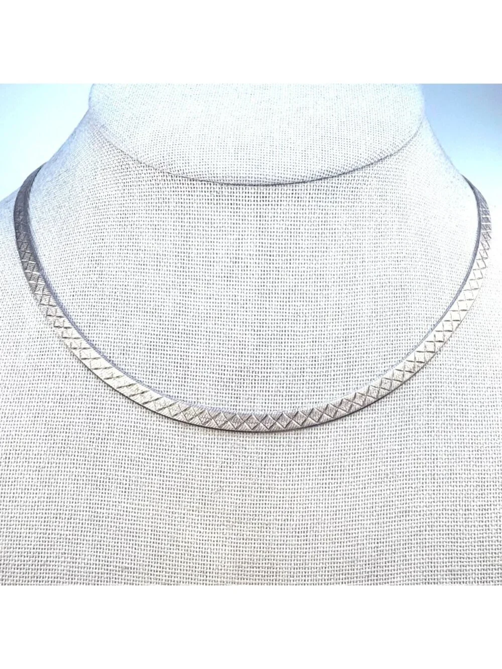 Engraved Herringbone Chain Necklace Sterling Silver 925 Size 18.25